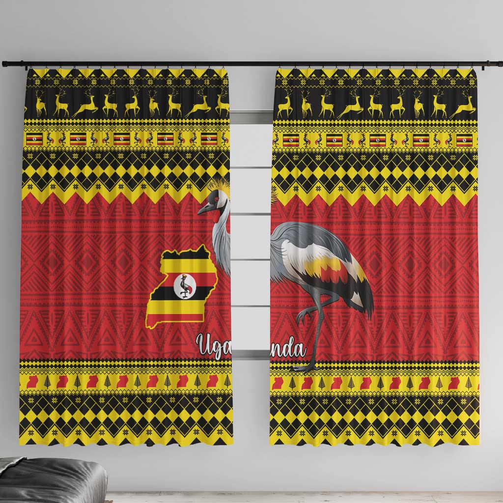 Afro Uganda Christmas Window Curtain Grey Crowned Crane Sekukkulu Ennugi