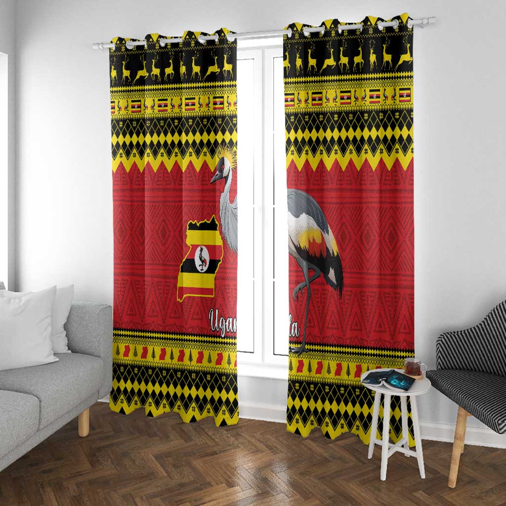 Afro Uganda Christmas Window Curtain Grey Crowned Crane Sekukkulu Ennugi
