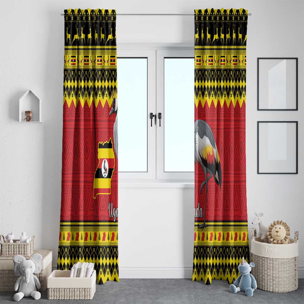 Afro Uganda Christmas Window Curtain Grey Crowned Crane Sekukkulu Ennugi