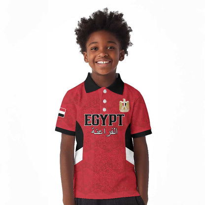 Custom Egypt Football Kid Polo Shirt Pharaohs Road To The World 2026 - African Pride