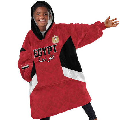 Custom Egypt Football Kid Wearable Blanket Hoodie Pharaohs Road To The World 2026 - African Pride