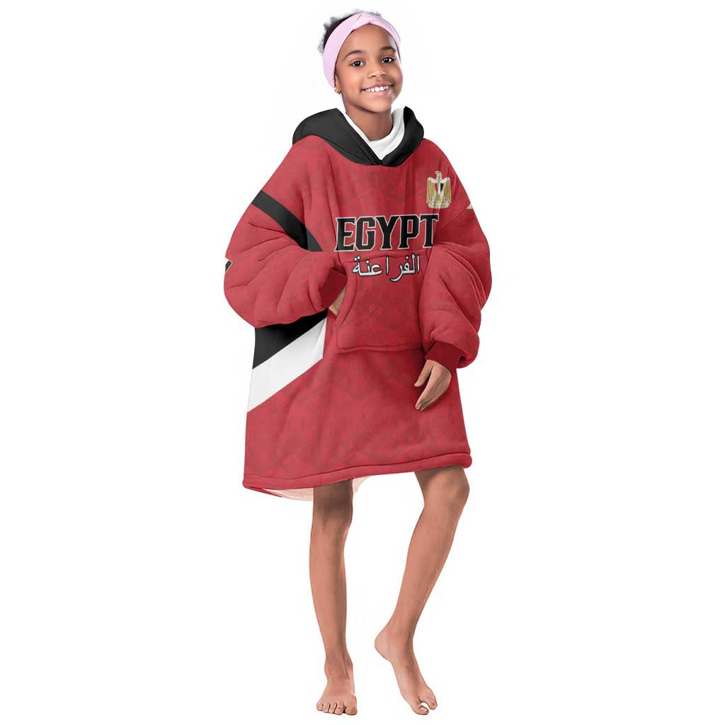 Custom Egypt Football Kid Wearable Blanket Hoodie Pharaohs Road To The World 2026 - African Pride