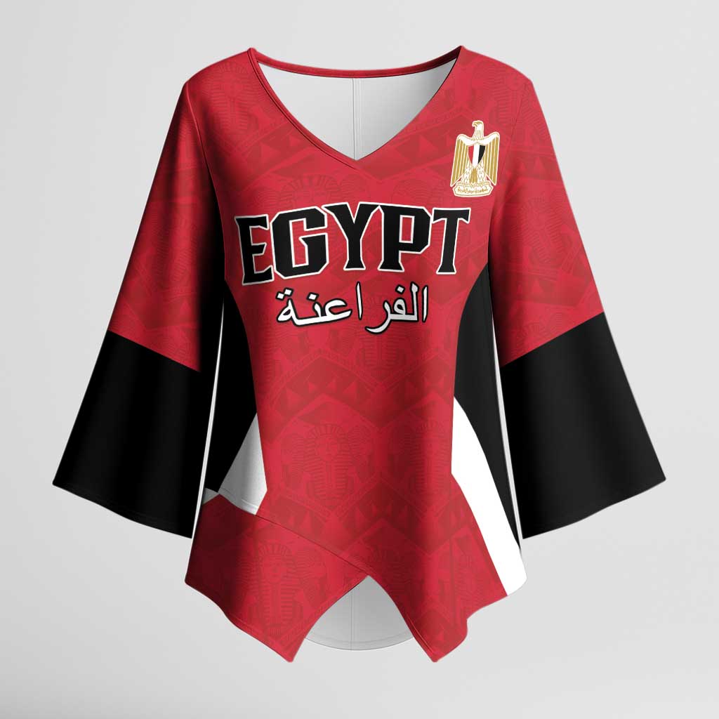 Custom Egypt Football Kimono Sleeve Blouse Pharaohs Road To The World 2026 - African Pride