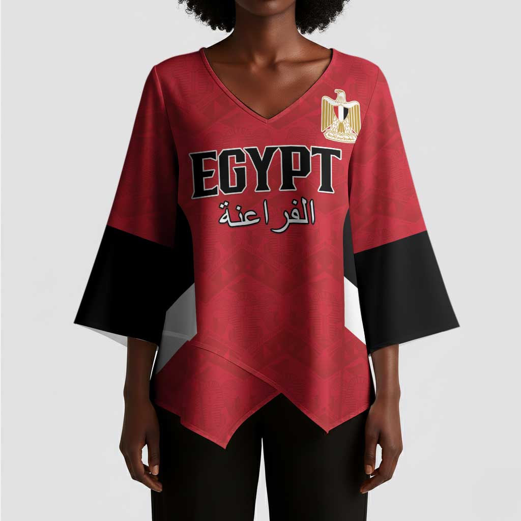 Custom Egypt Football Kimono Sleeve Blouse Pharaohs Road To The World 2026 - African Pride