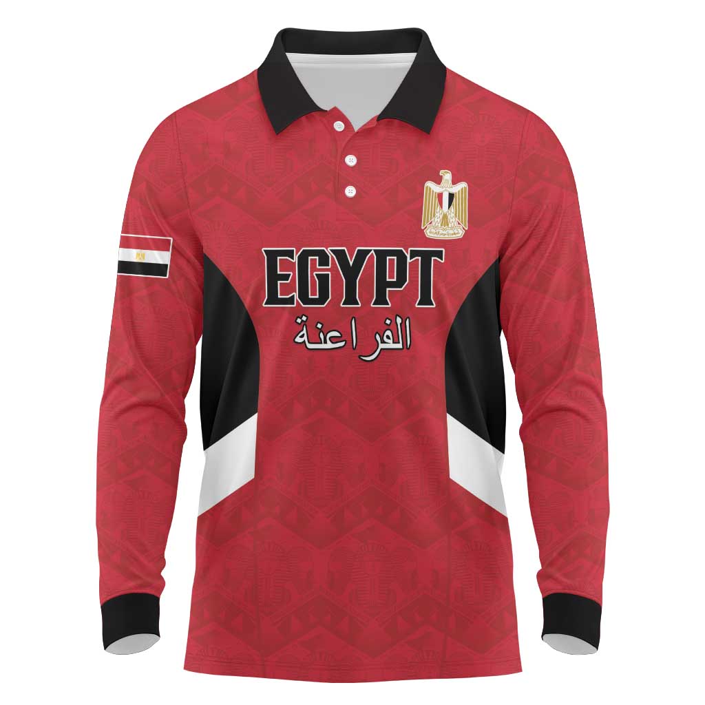 Custom Egypt Football Long Sleeve Polo Shirt Pharaohs Road To The World 2026 - African Pride