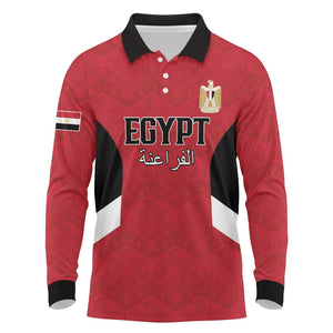 Custom Egypt Football Long Sleeve Polo Shirt Pharaohs Road To The World 2026 - African Pride