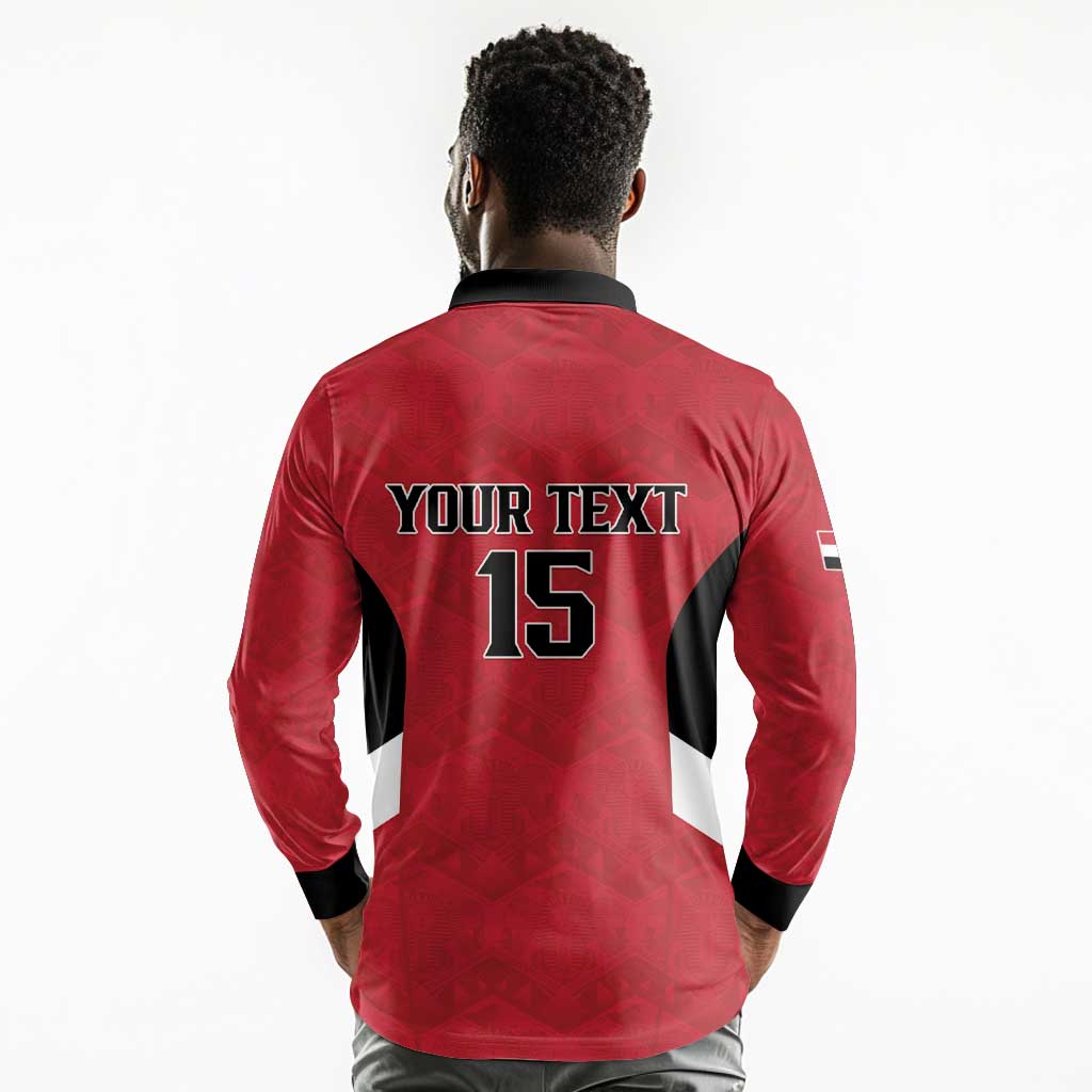 Custom Egypt Football Long Sleeve Polo Shirt Pharaohs Road To The World 2026 - African Pride