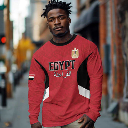Custom Egypt Football Long Sleeve Shirt Pharaohs Road To The World 2026 - African Pride