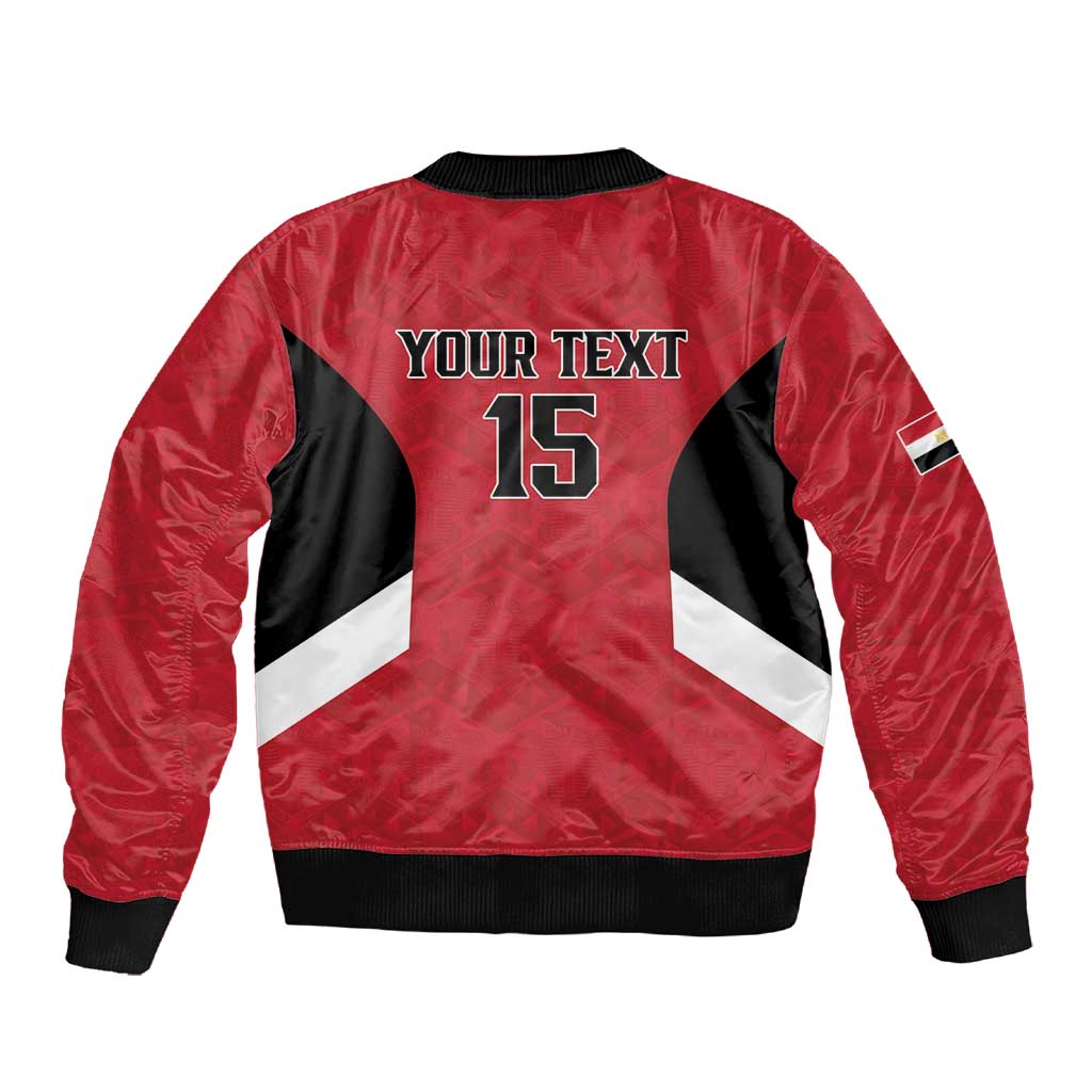 Custom Egypt Football Sleeve Zip Bomber Jacket Pharaohs Road To The World 2026 - African Pride