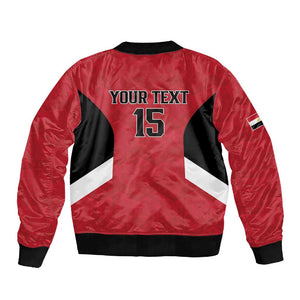 Custom Egypt Football Sleeve Zip Bomber Jacket Pharaohs Road To The World 2026 - African Pride