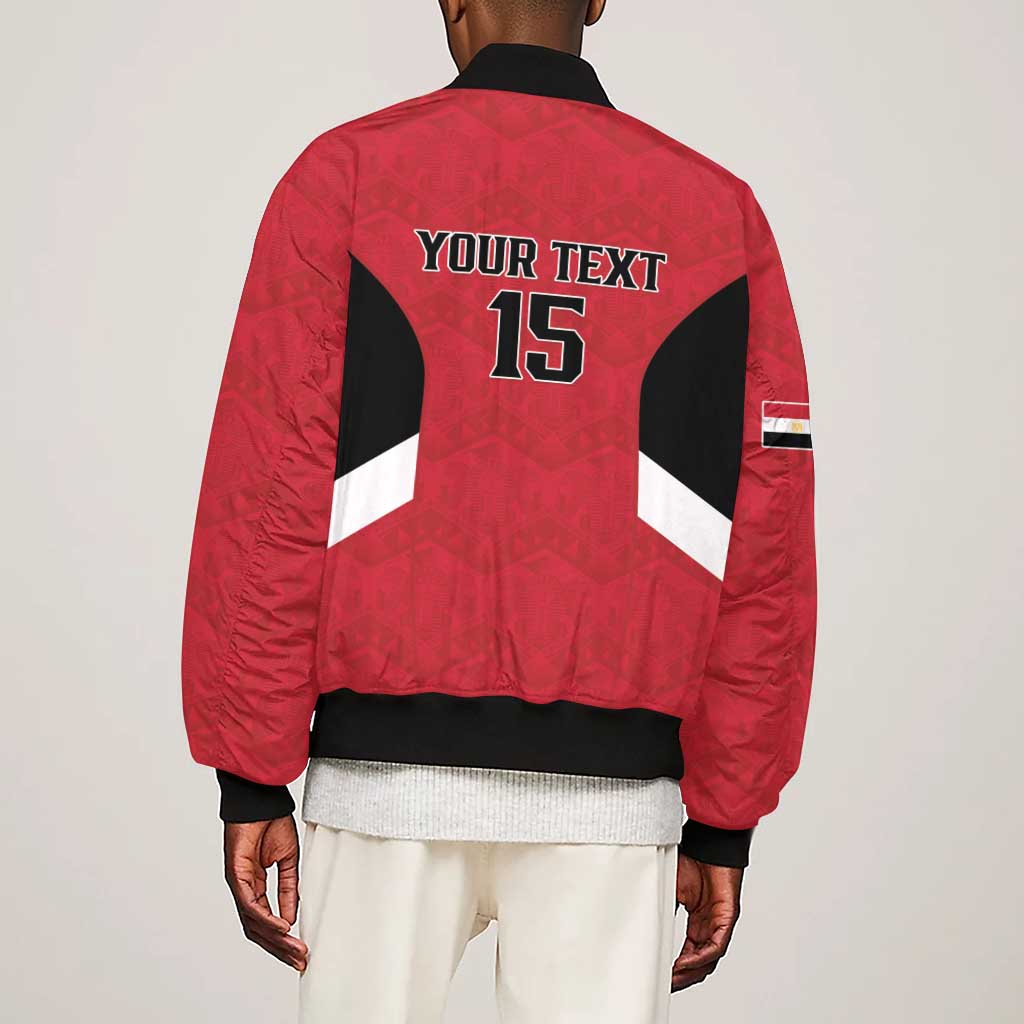Custom Egypt Football Sleeve Zip Bomber Jacket Pharaohs Road To The World 2026 - African Pride