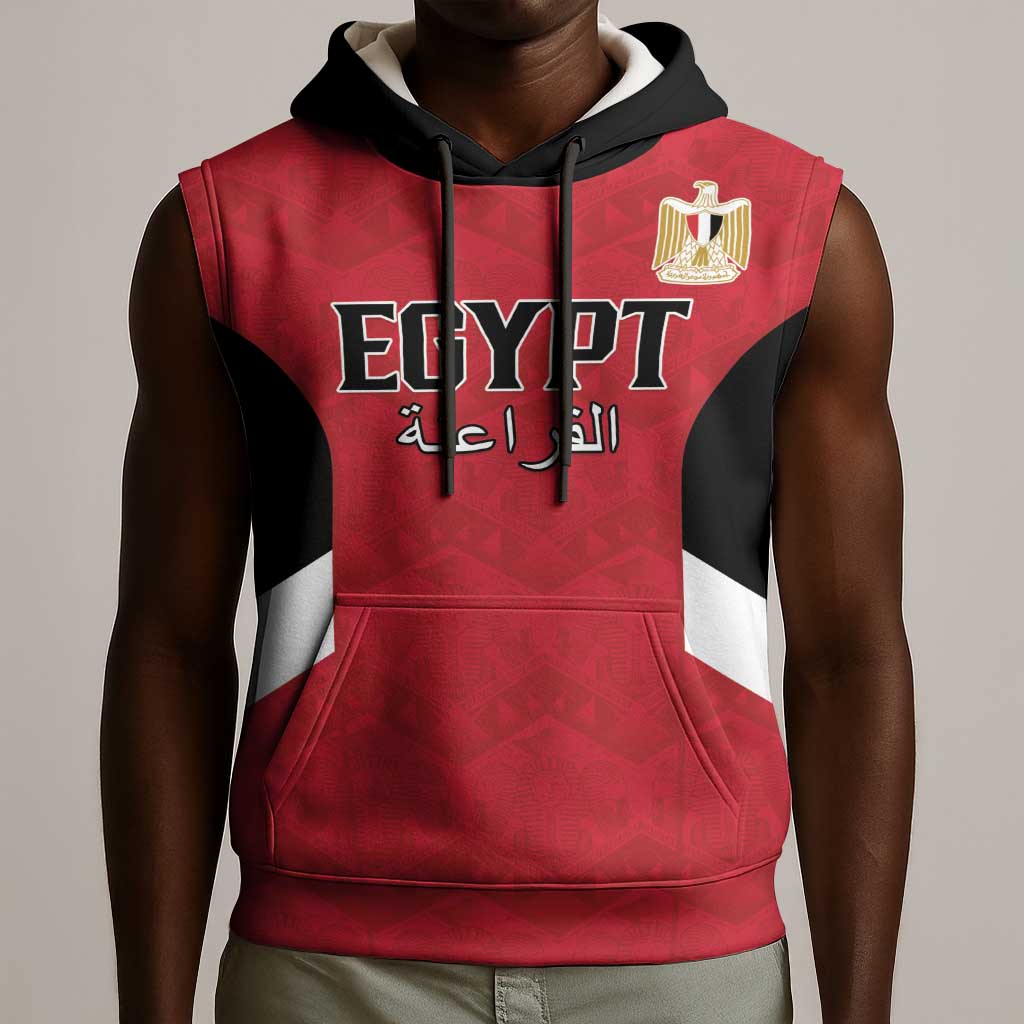 Custom Egypt Football Sleeveless Hoodie Pharaohs Road To The World 2026 - African Pride
