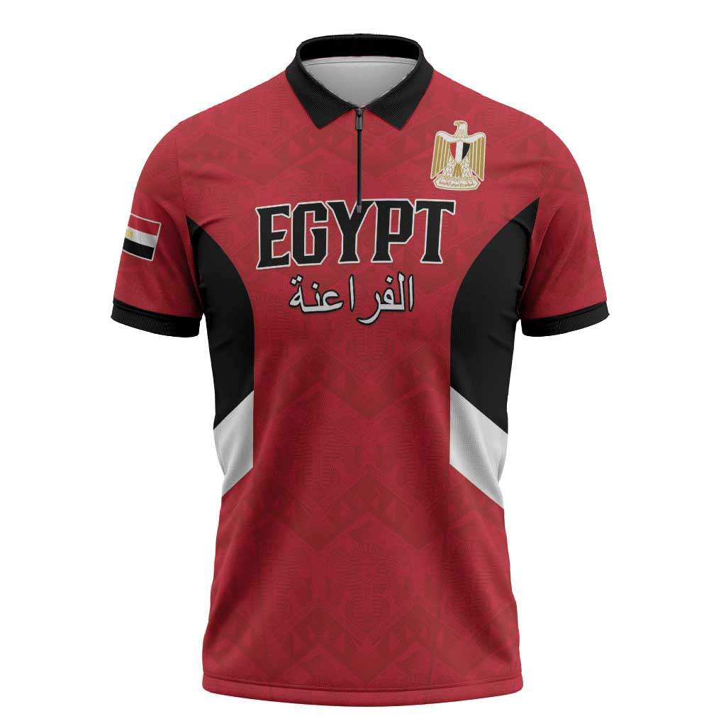Custom Egypt Football Zipper Polo Shirt Pharaohs Road To The World 2026 - African Pride