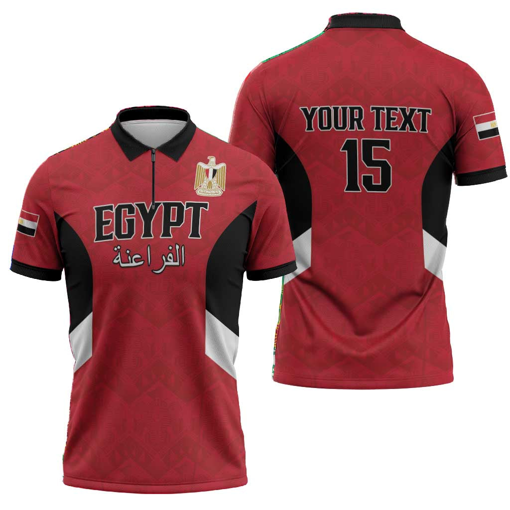 Custom Egypt Football Zipper Polo Shirt Pharaohs Road To The World 2026 - African Pride