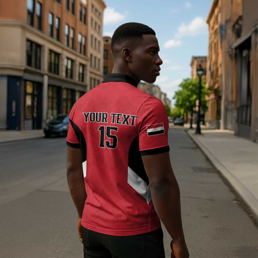 Custom Egypt Football Zipper Polo Shirt Pharaohs Road To The World 2026 - African Pride