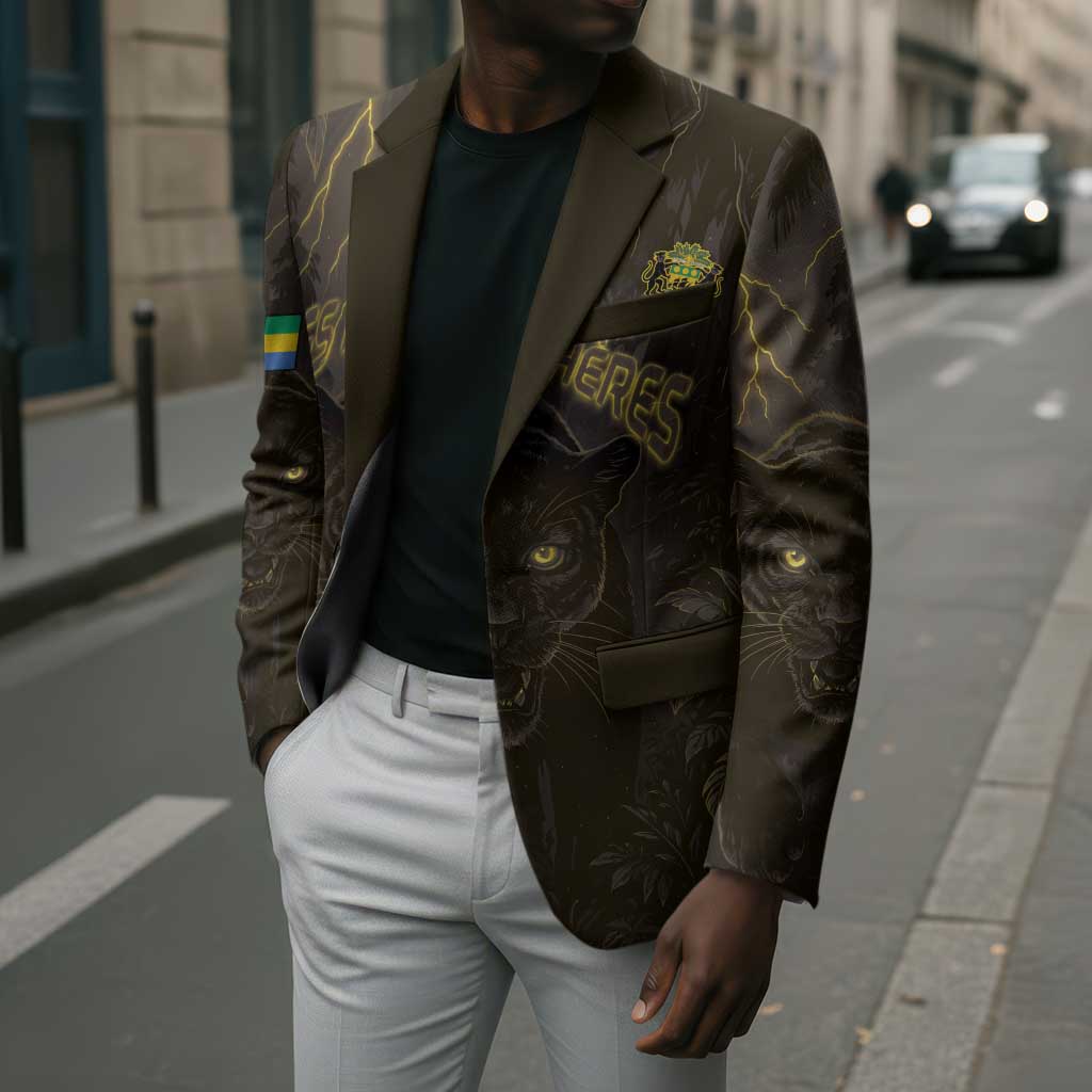 Custom Gabon Football Blazer Black Panther Thunder - African Pride