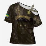Custom Gabon Football Cross Shoulder Shirt Black Panther Thunder - African Pride