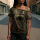Custom Gabon Football Cross Shoulder Shirt Black Panther Thunder - African Pride
