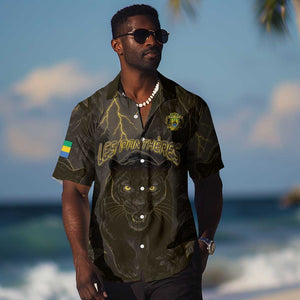 Custom Gabon Football Hawaiian Shirt Black Panther Thunder - African Pride