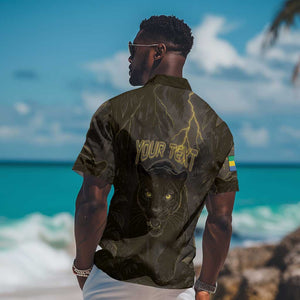 Custom Gabon Football Hawaiian Shirt Black Panther Thunder - African Pride
