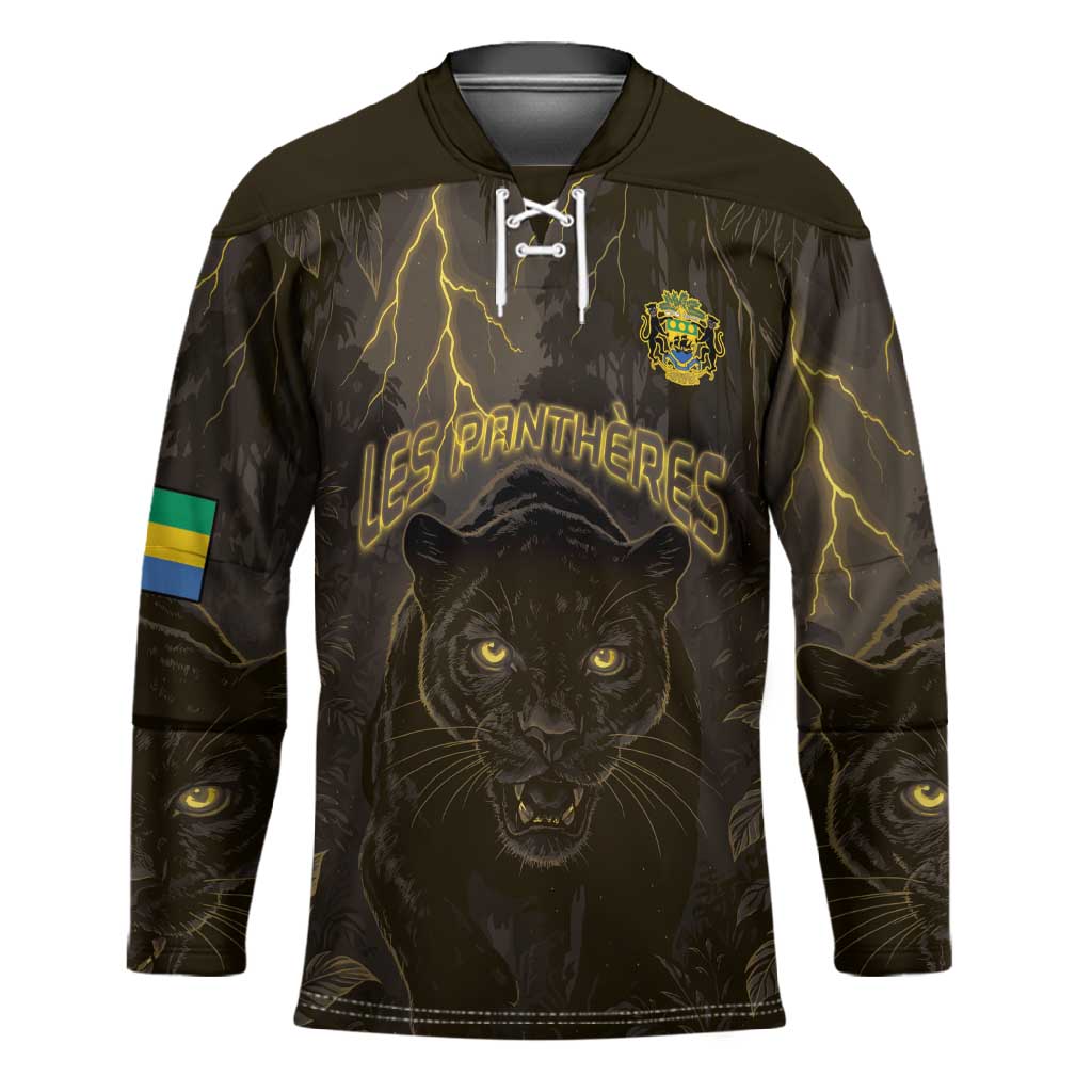 Custom Gabon Football Hockey Jersey Black Panther Thunder - African Pride