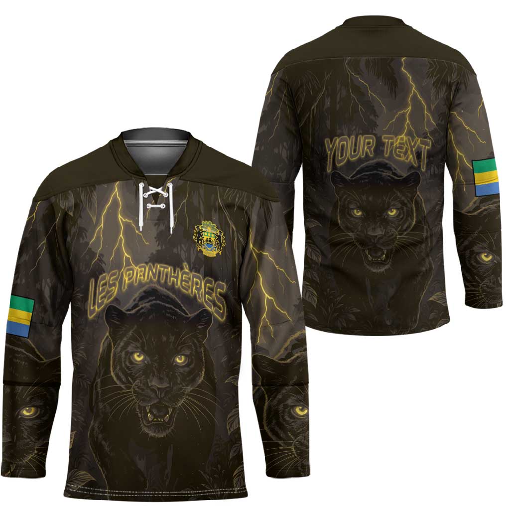 Custom Gabon Football Hockey Jersey Black Panther Thunder - African Pride