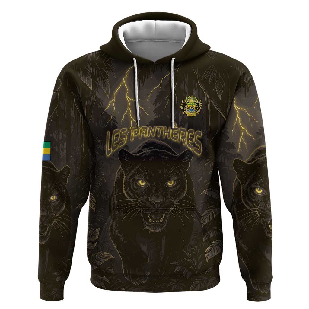 Custom Gabon Football Hoodie Black Panther Thunder - African Pride