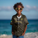 Custom Gabon Football Kid Hawaiian Shirt Black Panther Thunder - African Pride