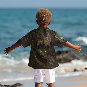 Custom Gabon Football Kid Hawaiian Shirt Black Panther Thunder - African Pride