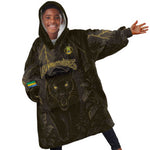 Custom Gabon Football Kid Wearable Blanket Hoodie Black Panther Thunder - African Pride