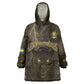 Custom Gabon Football Kid Wearable Blanket Hoodie Black Panther Thunder - African Pride