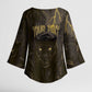 Custom Gabon Football Kimono Sleeve Blouse Black Panther Thunder - African Pride