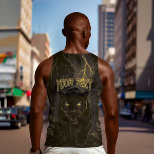 Custom Gabon Football Men Tank Top Black Panther Thunder - African Pride