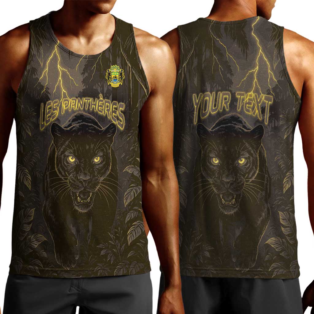 Custom Gabon Football Men Tank Top Black Panther Thunder - African Pride