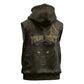 Custom Gabon Football Sleeveless Hoodie Black Panther Thunder - African Pride