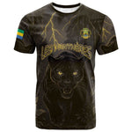 Custom Gabon Football T shirt Black Panther Thunder - African Pride