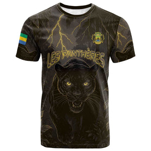 Custom Gabon Football T shirt Black Panther Thunder - African Pride