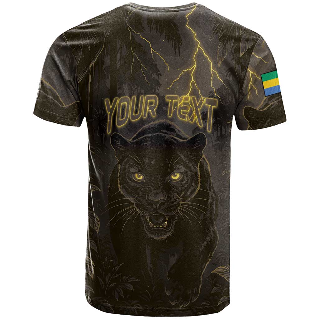 Custom Gabon Football T shirt Black Panther Thunder - African Pride