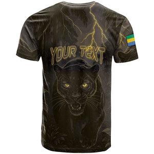 Custom Gabon Football T shirt Black Panther Thunder - African Pride