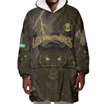 Custom Gabon Football Wearable Blanket Hoodie Black Panther Thunder - African Pride