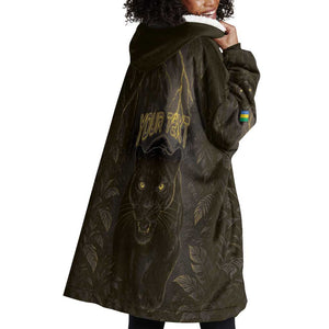 Custom Gabon Football Wearable Blanket Hoodie Black Panther Thunder - African Pride