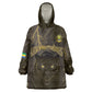 Custom Gabon Football Wearable Blanket Hoodie Black Panther Thunder - African Pride
