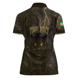 Custom Gabon Football Women Polo Shirt Black Panther Thunder - African Pride