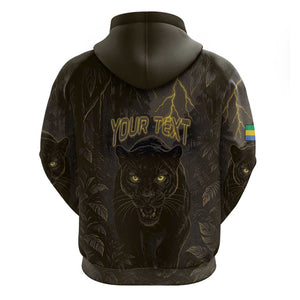Custom Gabon Football Zip Hoodie Black Panther Thunder - African Pride