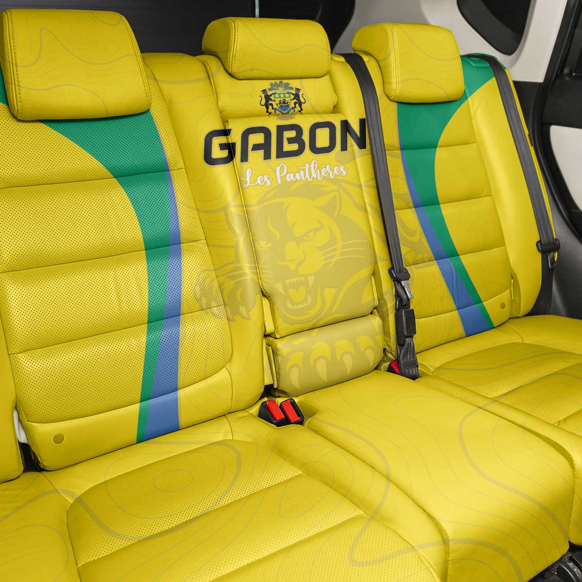 Gabon Football Back Car Seat Cover Go Champions Les Pantheres - African Pride