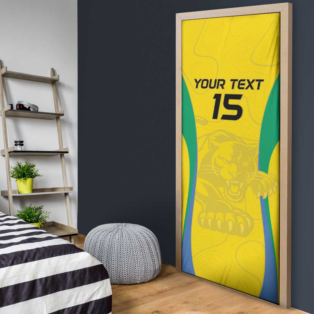 Custom Gabon Football Door Cover Go Champions Les Pantheres - African Pride