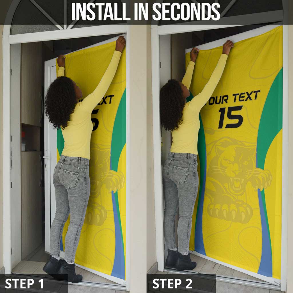 Custom Gabon Football Door Cover Go Champions Les Pantheres - African Pride