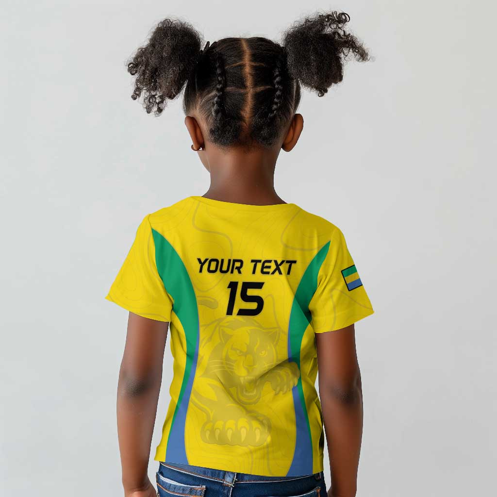 Custom Gabon Football Kid T shirt Go Champions Les Pantheres - African Pride