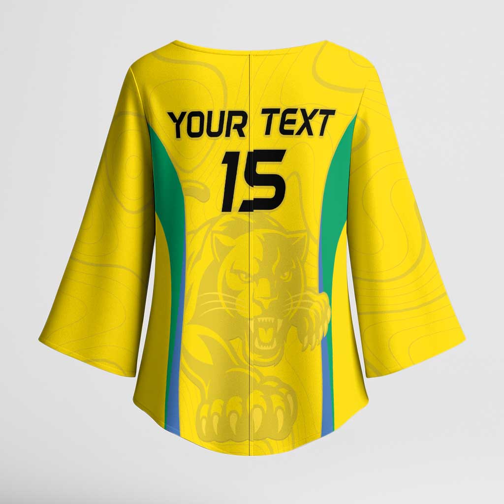 Custom Gabon Football Kimono Sleeve Blouse Go Champions Les Pantheres - African Pride