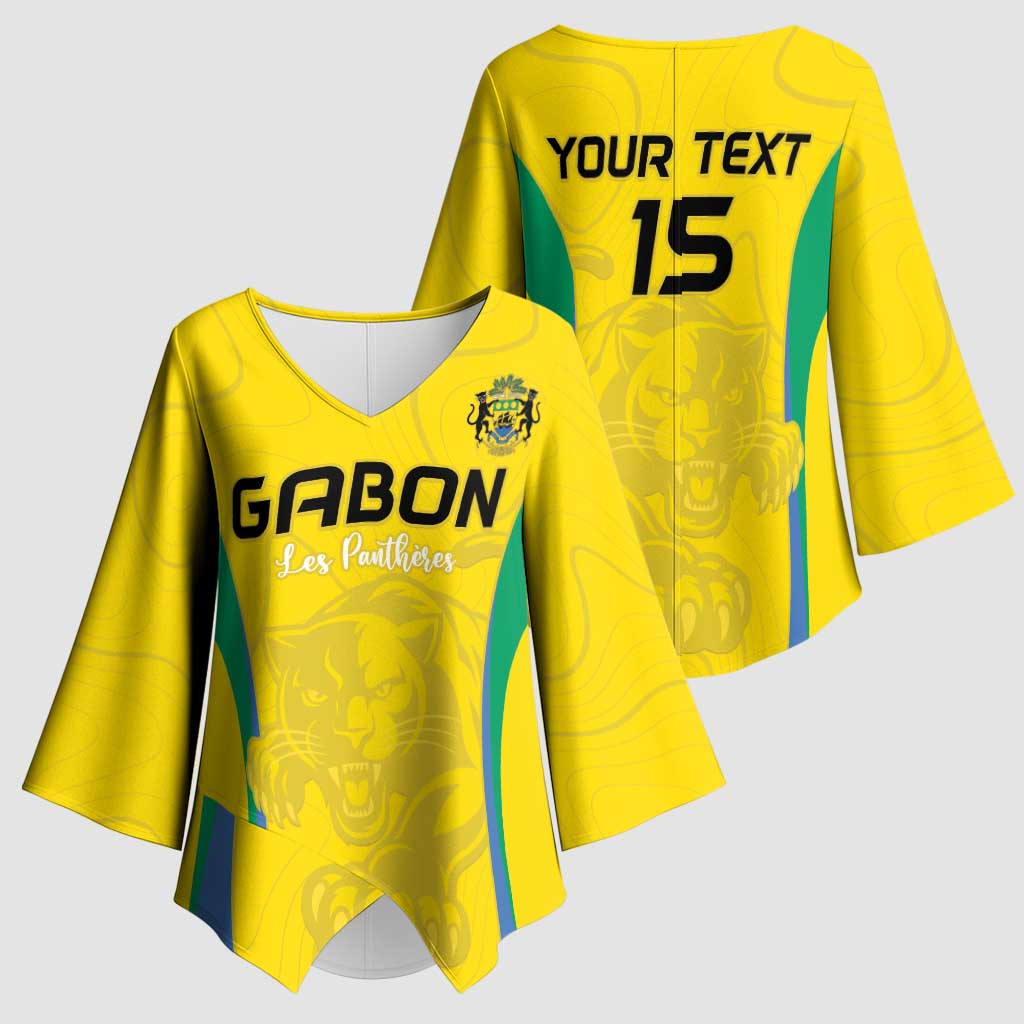 Custom Gabon Football Kimono Sleeve Blouse Go Champions Les Pantheres - African Pride